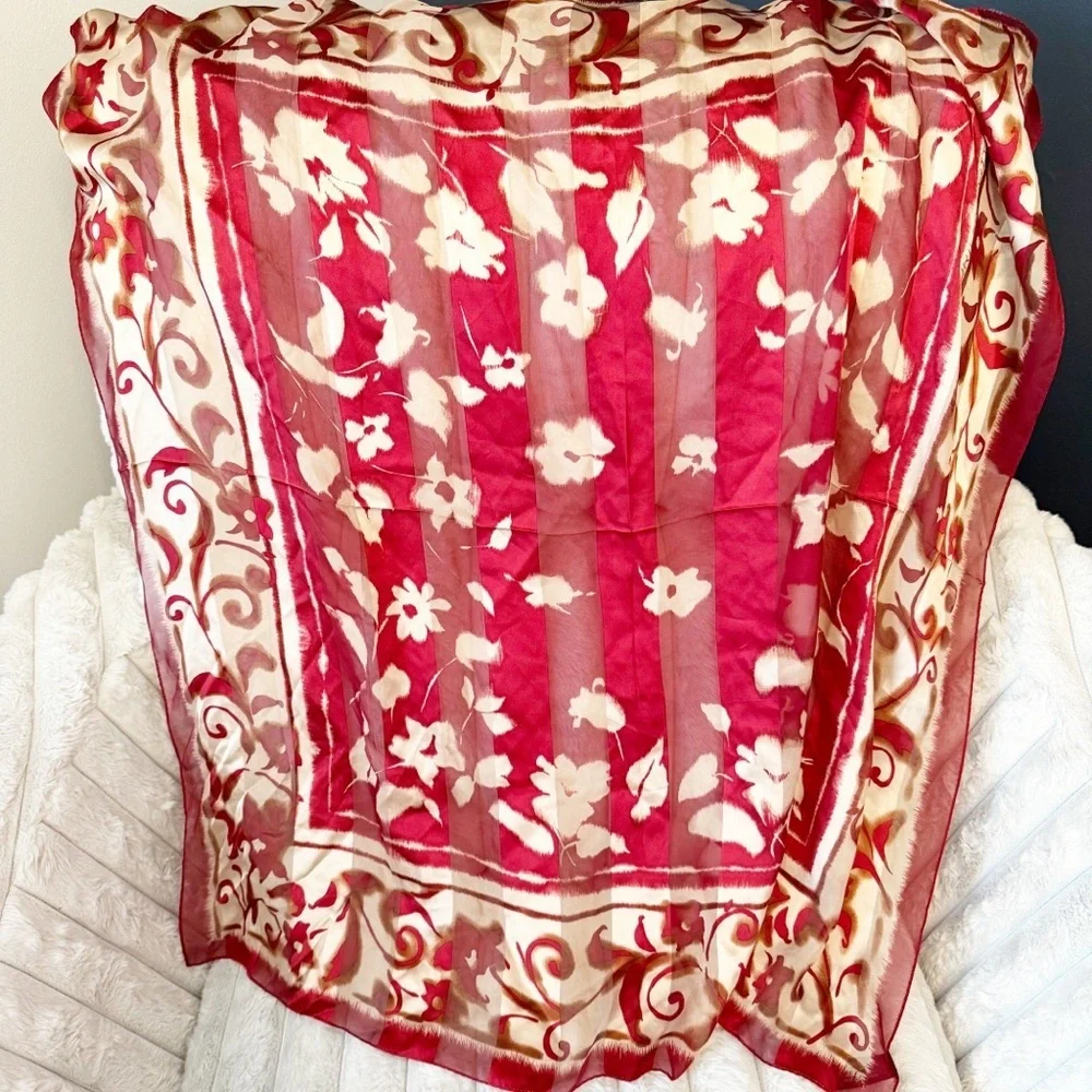 Adrienne Vittadini 100% silk floral scarf wrap